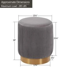 Duhome Modern Round Velvet Ottoman Footrest Vanity Stool Gray -Songmics Furniture Shop 411GnAEmP4L