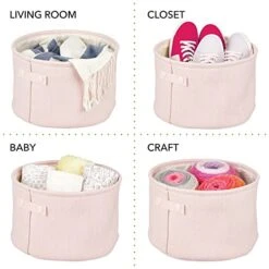 MDesign Soft Cotton Fabric Bathroom Storage Bin With Handles - Organizer For Towels, Toilet Paper - For Closets, Cabinets, Shelves - Textured Weave - 2 Pack - Light Pink 13 MDesign Soft Cotton Fabric Bathroom Storage Bin With Handles - Organizer For Towels, Toilet Paper - For Closets, Cabinets, Shelves - Textured Weave - 2 Pack - Light Pink -Songmics Furniture Shop 411H1utUr0L