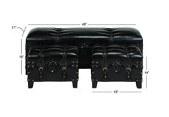 Deco 79 Wood Vintage Faux Leather Storage Bench With Faux Leather Buckle Straps And Stud Details, Set Of 3 48", 19", 19"W, Brown -Songmics Furniture Shop 411IGZxN9RL