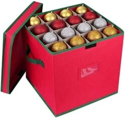 Cabilock Foldable Christmas Ornament Storage Box, Tear Proof 600D Oxford Fabric Handle Cube Lid Storage Container, Keeps 64 Holiday Ornaments, Xmas Baubles Decorations Accessories With Two Handles 11 Cabilock Foldable Christmas Ornament Storage Box, Tear Proof 600D Oxford Fabric Handle Cube Lid Storage Container, Keeps 64 Holiday Ornaments, Xmas Baubles Decorations Accessories With Two Handles -Songmics Furniture Shop 411J3UWAjJL. AC