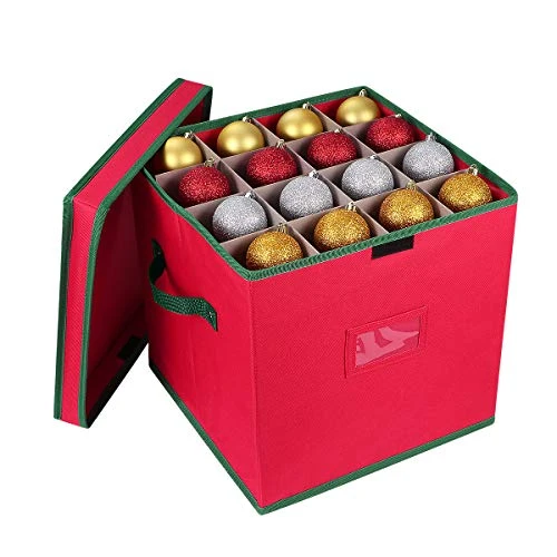 Cabilock Foldable Christmas Ornament Storage Box, Tear Proof 600D Oxford Fabric Handle Cube Lid Storage Container, Keeps 64 Holiday Ornaments, Xmas Baubles Decorations Accessories With Two Handles 1 Cabilock Foldable Christmas Ornament Storage Box, Tear Proof 600D Oxford Fabric Handle Cube Lid Storage Container, Keeps 64 Holiday Ornaments, Xmas Baubles Decorations Accessories With Two Handles