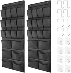 TidyMaster 2 Pack Extra Large Hanging Crystal Clear Over Door Shoe Organizers,closet Shoe Organizer Shoe Rack Organizer Shoe Storage,12+6Pockets,8+8Hooks,Gray (59"x 21.6") -Songmics Furniture Shop 411K4kOZs4L. AC
