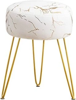 LUE BONA Vanity Stool, White Vanity Stools For Makeup Room, Round Ottoman Foot Stool, Velvet Footrest Vanity Chair For Bathroom Vanity, Bedroom, Living Room, Entryway, Offices -Songmics Furniture Shop 411LpVCSqmL. AC