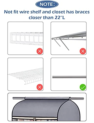 SLEEPING LAMB 43'' Garment Bag Organizer Storage With Clear PVC Windows Garment Rack Cover Well-Sealed Hanging Closet Cover For Suits Coats Jackets, Grey (Hanging Rod Not Included) 6 SLEEPING LAMB 43'' Garment Bag Organizer Storage With Clear PVC Windows Garment Rack Cover Well-Sealed Hanging Closet Cover For Suits Coats Jackets, Grey (Hanging Rod Not Included) - Image 6