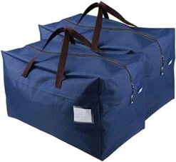 AMJ 100L Large Storage Bag For Comforters, Blankets, Clothes, Quilts And Towels, Better And Sturdy Organizer Bag, Thick Ultra Size Under Bed Storage, Moisture Proof, Blue -Songmics Furniture Shop 411N2d0SWmL. AC