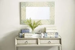 Deco 79 Mother Of Pearl Handmade Mosaic Wall Mirror With Blue Corners, 24" X 1" X 36", Cream 12 Deco 79 Mother Of Pearl Handmade Mosaic Wall Mirror With Blue Corners, 24" X 1" X 36", Cream -Songmics Furniture Shop 411PVYO8vzL. AC