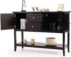 LOKO Buffet Cabinet With Storage, Multifunctional Console Table With Ample Storage Space, Sideboard With Drawers For Kitchen, Dining Room, Living Room Or Entryway, 46 X 15 X 34 Inches (Blue) -Songmics Furniture Shop 411W6SYzPL. AC