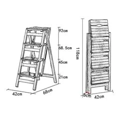 ATAAY Ladders Telesstep Ladder,Folding Step,Wooden Lightweight And Foldable For Child Adult/Black