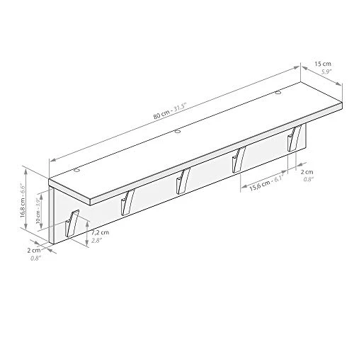 Mobili Fiver, Wall Coat Hanger, Rachele, 31.49 In, Concrete Grey, Laminate-Finished/Aluminium, Made In Italy 3 Mobili Fiver, Wall Coat Hanger, Rachele, 31.49 In, Concrete Grey, Laminate-Finished/Aluminium, Made In Italy - Image 3