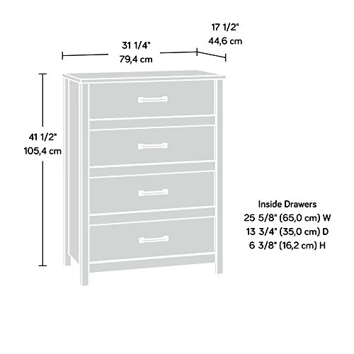 Sauder Cannery Bridge 4-Drawer Chest, L: 31.26" X W: 17.56" X H: 41.5", Sindoori Mango Finish 3 Sauder Cannery Bridge 4-Drawer Chest, L: 31.26" X W: 17.56" X H: 41.5", Sindoori Mango Finish - Image 3