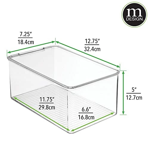 MDesign Stackable Plastic Closet Storage Container Bin Box With Hinge Lid For Organizing Shoes, Booties, Pumps, Sandals, Wedges, Flats, Heels - Lumiere Collection - Clear 5 MDesign Stackable Plastic Closet Storage Container Bin Box With Hinge Lid For Organizing Shoes, Booties, Pumps, Sandals, Wedges, Flats, Heels - Lumiere Collection - Clear - Image 5