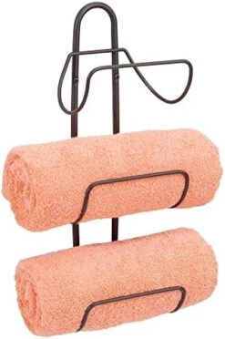 MDesign Modern Decorative Metal 3-Level Wall Mount Towel Rack Holder And Organizer For Storage Of Bathroom Towels, Washcloths, Hand Towels - Satin 16 MDesign Modern Decorative Metal 3-Level Wall Mount Towel Rack Holder And Organizer For Storage Of Bathroom Towels, Washcloths, Hand Towels - Satin -Songmics Furniture Shop 411h7FTv07L. AC