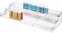 MDesign Plastic Expandable 3-Tier Shelf Rack Organizer - Storage For Bathroom Vanity, Cabinet, Cupboard, Drawer - Holds Medicine, Vitamins, Supplements, Cosmetics - Ligne Collection - White -Songmics Furniture Shop 411irEn8rCL. AC