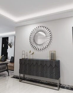 SHYFOY Decorative Mirrors For Wall Home Decor Round Wall Mirror 32 Inch Large, Modern Silver Wall Mirrors Glass Wall Art, Wall-Mounted Hanging Accent Mirrors Living Room Bedroom Fireplace Decor -Songmics Furniture Shop 411mKoG6PsL