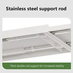 PURRSI Expandable Metal Microwave Oven Rack Shelf 2 Tiers Kitchen Tableware Storage Stainless Steel Counter Rice Cooker Stand Home Bracket (Color : White, Size : 2tier) -Songmics Furniture Shop 411nkDNjTuL