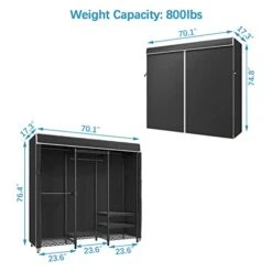 VIPEK V5C Heavy Duty Covered Clothes Rack Portable Bedroom Armoires Rack, Black Metal Clothing Rack With Black Cover, Adjustable Custom Freestanding Closet Wardrobe, Max Load 800LBS -Songmics Furniture Shop 411p2Vurf5L