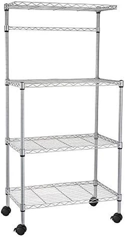 Volowoo Kitchen Baker's Rack,4-Tier Kitchen Organizer Rack Utility Storage Shelf On Wheels Microwave Oven Stand Storage Cart Workstation Shelf (Without Swivel Wave Hook) 7 Volowoo Kitchen Baker's Rack,4-Tier Kitchen Organizer Rack Utility Storage Shelf On Wheels Microwave Oven Stand Storage Cart Workstation Shelf (Without Swivel Wave Hook) - Image 7