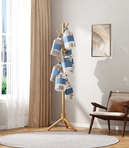 KSKSPE Wooden Coat Rack, Coat Rack Stand With 3 Height Options And 8 Hooks, Sturdy Freestanding Coat Rack For Clothes/Bags/Hats, Coat Rack For Home/Office/Entryway/Hallway (Black) 4 KSKSPE Wooden Coat Rack, Coat Rack Stand With 3 Height Options And 8 Hooks, Sturdy Freestanding Coat Rack For Clothes/Bags/Hats, Coat Rack For Home/Office/Entryway/Hallway (Black) - Image 4