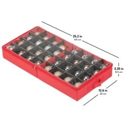 ZOBER Christmas Ornament Storage - 25.2x12.6x3.35 Inch Ornament Tray Organizer Boxes W/Dividers - Compartments For Fragile Ornaments And Holiday Decoration - Red 15 ZOBER Christmas Ornament Storage - 25.2x12.6x3.35 Inch Ornament Tray Organizer Boxes W/Dividers - Compartments For Fragile Ornaments And Holiday Decoration - Red -Songmics Furniture Shop 411w4AJps1L