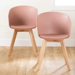 South Shore Flam Chair With Wooden Legs, 1, Pink And Wood -Songmics Furniture Shop 412BAjN99WL. AC