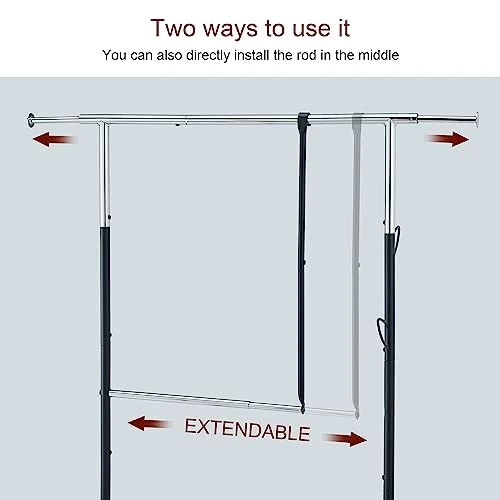 Tajsoon Clothes Rack,Heavy Duty Double Rods Clothes Hanging Rack,Commercial Clothing Storage Display,Adjustable Standard Rolling Garment Rack With Wheels,Clothing Rack,Chrome 2 Tajsoon Clothes Rack,Heavy Duty Double Rods Clothes Hanging Rack,Commercial Clothing Storage Display,Adjustable Standard Rolling Garment Rack With Wheels,Clothing Rack,Chrome - Image 2