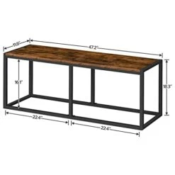 HOOBRO Dining Benches, Pair Of 2 Benches, 47.2 Inch Table Bench, Industrial Style Indoor Bench, Steel Frame, Easy To Assemble, For Kitchen, Dining Room, Rustic Brown And Black BF12CDP201 -Songmics Furniture Shop 412GT2WAmyL