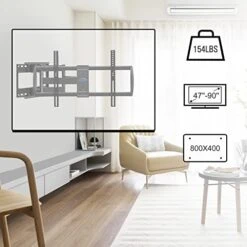 MOUNTUP TV Wall Mount Full Motion For Most 47"-90" Flat/Curved TVs, Swivel Tilt TV Mount For 65 70 75 80 82 85 Inch TVs, TV Bracket For Max 24 Inches Studs, Up To 154lbs, Max VESA 800x400 MU0015 -Songmics Furniture Shop 412ICYy6PBL