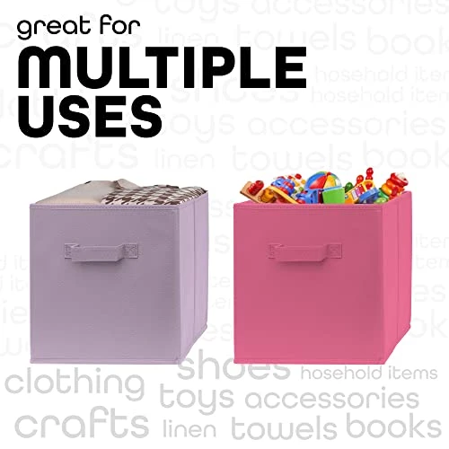 Cube Storage Bins - Fun Colored 11 Inch Storage Cubes (9 Pack) | Fabric Cubby Basket For Home, Kids Room & Nursery | Dual Handles, Foldable | Cube Organizer Storage Bin 6 Cube Storage Bins - Fun Colored 11 Inch Storage Cubes (9 Pack) | Fabric Cubby Basket For Home, Kids Room & Nursery | Dual Handles, Foldable | Cube Organizer Storage Bin - Image 6
