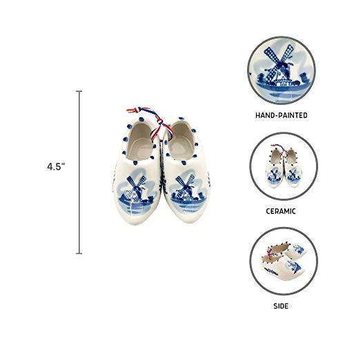 Delft Blue Ceramic Dutch Wooden Shoes Pair (4.25") | DutchGiftOutlet 2 Delft Blue Ceramic Dutch Wooden Shoes Pair (4.25") | DutchGiftOutlet - Image 2