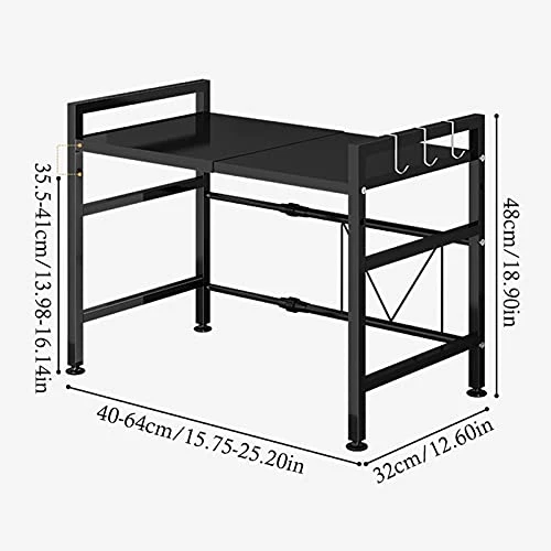 Microwave Oven Rack 2 Tier Extendable Microwave Oven Rack Heavy Duty Microwave Stand Shelf Free Standing Kitchen Countertop Organiser Rack With Hooks Kitchen Storage Rack 2 Microwave Oven Rack 2 Tier Extendable Microwave Oven Rack Heavy Duty Microwave Stand Shelf Free Standing Kitchen Countertop Organiser Rack With Hooks Kitchen Storage Rack - Image 2