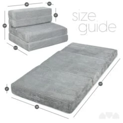 Milliard Tri Folding Sofa Mattress, 2022 Edition, Memory Foam Foldable Mattress With Ultra Soft & Washable Ribbed Fur Cover, Twin Size (75" X 38" X 6") -Songmics Furniture Shop 412VGzL1eNL