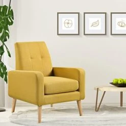 Funkeen Modern Accent Chairs Set Of 2 Living Room Arm Chairs Comfy Upholstered Fabric Chair With Arms Button Tufted Single Sofa Chair For Bedroom Dorm Apartment Office Small Spaces Mustard Yellow -Songmics Furniture Shop 412X6JO8qdL. AC