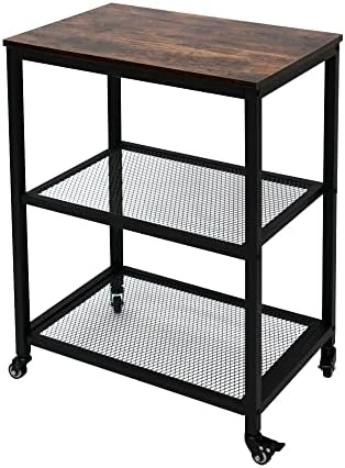 AZL1 Life Concept Rack Utility Microwave Oven Stand Workstation Shelf, 23.7inch Movable 3 Tier Kitchen Cart,Light Walnut 8 AZL1 Life Concept Rack Utility Microwave Oven Stand Workstation Shelf, 23.7inch Movable 3 Tier Kitchen Cart,Light Walnut - Image 8