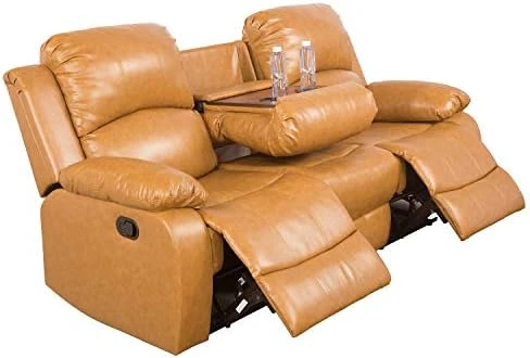 A Ainehome Sectional Recliner Sofa Set Bonded Leather 3 PCS Motion Sofa Loveseat Recliner Couch Manual Reclining Chair With Drop Down Table & Central Console For Living Room (Ginger,3 Piece Set) 13 A Ainehome Sectional Recliner Sofa Set Bonded Leather 3 PCS Motion Sofa Loveseat Recliner Couch Manual Reclining Chair With Drop Down Table & Central Console For Living Room (Ginger,3 Piece Set) - Image 13