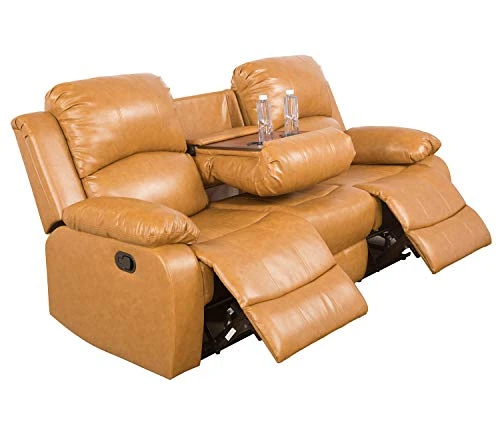 A Ainehome Sectional Recliner Sofa Set Bonded Leather 3 PCS Motion Sofa Loveseat Recliner Couch Manual Reclining Chair With Drop Down Table & Central Console For Living Room (Ginger,3 Piece Set) 7 A Ainehome Sectional Recliner Sofa Set Bonded Leather 3 PCS Motion Sofa Loveseat Recliner Couch Manual Reclining Chair With Drop Down Table & Central Console For Living Room (Ginger,3 Piece Set) - Image 7