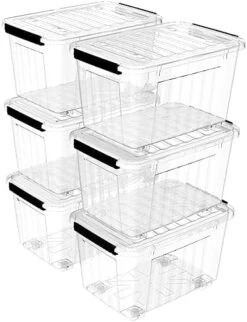 Cetomo 35L*3 Storage Box Storage Bin With Wheels Storage Container With Click Closure And Lid Stackable Transparent Organizer -Songmics Furniture Shop 412gAlkSsL. AC 1
