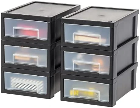 IRIS USA Small Desktop Stacking Drawer, 6-Pack, Sliding Plastic Drawer Storage Container For Stationery Art Craft Supplies Fabric Tools Kitchen Pantry Office And Garage Organization, Black 15 IRIS USA Small Desktop Stacking Drawer, 6-Pack, Sliding Plastic Drawer Storage Container For Stationery Art Craft Supplies Fabric Tools Kitchen Pantry Office And Garage Organization, Black - Image 15