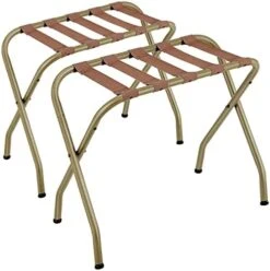 Bartnelli 2-Pack Folding Luggage Rack Collapsible Metal Suitcase Stand With Durable Black Nylon Straps- For Bedroom, Guest Room, Or Hotel (Black Steel) -Songmics Furniture Shop 412iCOkv3GL. AC