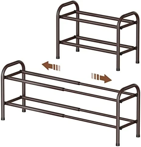 Gonfoam 3-Tier Expandable Shoe Rack,Adjustable Shoe Shelf Storage Organizer Heavy Duty Metal Free Standing Shoe Rack For Entryway Closet Doorway (Black) 4 Gonfoam 3-Tier Expandable Shoe Rack,Adjustable Shoe Shelf Storage Organizer Heavy Duty Metal Free Standing Shoe Rack For Entryway Closet Doorway (Black) - Image 4