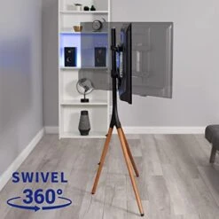 VIVO Artistic Easel 45 To 65 Inch LED LCD Screen, Studio TV Display Stand, Adjustable TV Mount With Swivel And Tripod Base, Black Bracket, Dark Walnut Legs, STAND-TV65A -Songmics Furniture Shop 412lZm9zz2L