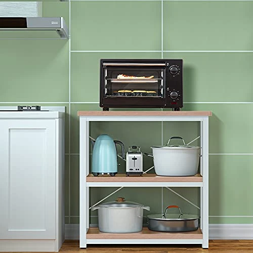 AZL1 Life Concept Rack Utility Microwave Oven Stand Workstation Shelf, 23.7inch Movable 3 Tier Kitchen Cart,Light Walnut 3 AZL1 Life Concept Rack Utility Microwave Oven Stand Workstation Shelf, 23.7inch Movable 3 Tier Kitchen Cart,Light Walnut - Image 3