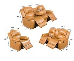 A Ainehome Sectional Recliner Sofa Set Bonded Leather 3 PCS Motion Sofa Loveseat Recliner Couch Manual Reclining Chair With Drop Down Table & Central Console For Living Room (Ginger,3 Piece Set) 16 A Ainehome Sectional Recliner Sofa Set Bonded Leather 3 PCS Motion Sofa Loveseat Recliner Couch Manual Reclining Chair With Drop Down Table & Central Console For Living Room (Ginger,3 Piece Set) -Songmics Furniture Shop 412pf08XcjL