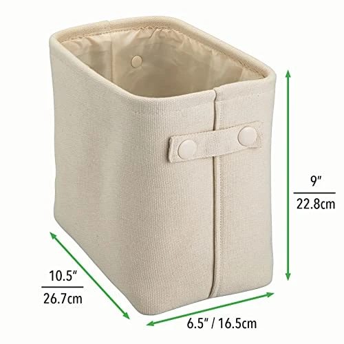MDesign Narrow Fabric Storage Bin Basket With Handles For Bathroom Closet, Vanity, Cabinet, Cubby, Countertop, Tall Slim Baskets For Towels, Toilet Tissue, Crane Collection, 4 Pack - Cream 4 MDesign Narrow Fabric Storage Bin Basket With Handles For Bathroom Closet, Vanity, Cabinet, Cubby, Countertop, Tall Slim Baskets For Towels, Toilet Tissue, Crane Collection, 4 Pack - Cream - Image 4