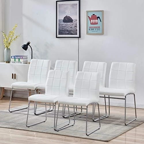 Modern Faux Leather Dining Chairs Indoor Use, Comfortable Kitchen Chairs With Chrome Legs For Kitchen, Living, Bedroom, Waiting Room Chairs, Dining Room Side Chairs Set Of 2 (Gray) 7 Modern Faux Leather Dining Chairs Indoor Use, Comfortable Kitchen Chairs With Chrome Legs For Kitchen, Living, Bedroom, Waiting Room Chairs, Dining Room Side Chairs Set Of 2 (Gray) - Image 7