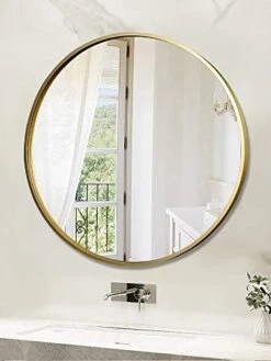 TANGGU Round Mirror Wall Mounted,Large Circle Mirrors For Wall Decor,23.6in Big Metal Frame Wall Mirror,Modern Vanity Mirror For Living Room Bathroom Bedroom 5 TANGGU Round Mirror Wall Mounted,Large Circle Mirrors For Wall Decor,23.6in Big Metal Frame Wall Mirror,Modern Vanity Mirror For Living Room Bathroom Bedroom -Songmics Furniture Shop 4136tVvqsGL