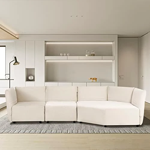Melpomene Modular Sectional Sofa, Modern Minimalist 109" L-Shape 2 PC Free Combination Upholstered Sleeper Sofa Couch,White 6 Melpomene Modular Sectional Sofa, Modern Minimalist 109" L-Shape 2 PC Free Combination Upholstered Sleeper Sofa Couch,White - Image 6