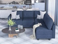 LLappuil Modular Sectional Couch With Reversible Chaise, Modern L Shaped Sofa Left/Right Corner Couch Modular Sofa With Storage Seat, Denim Blue -Songmics Furniture Shop 413968RNiXL. AC