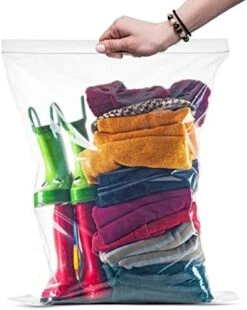 [ 25 COUNT ] 4 MILL - EXTREME THICK BAGS - 18'' X 20'' - 4 GALLON - Large Super Spacious Strong Clear Big Bags, Zipper, Heavy Duty 4 Mill, Plastic Food Storage Bags For Clothing, Toys, Storage, Moving, Organization -Songmics Furniture Shop 413A26UnLML. AC