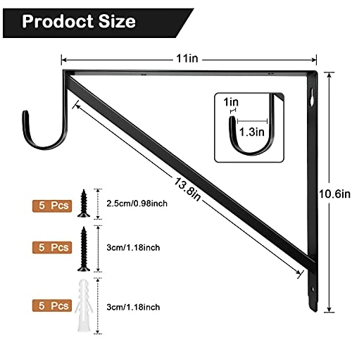 SUNGROOCloset Rod Brackets Holder Heavy Duty Support Bracket Black Closet Shelf Bracket With Rod Support Great For Both Shelf Storage And Closet Rod 2 Pack 4 Pack (2 Pack) 2 SUNGROOCloset Rod Brackets Holder Heavy Duty Support Bracket Black Closet Shelf Bracket With Rod Support Great For Both Shelf Storage And Closet Rod 2 Pack 4 Pack (2 Pack) - Image 2