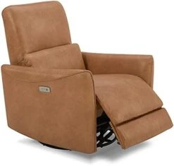 CHITA Power Recliner Swivel Glider, Upholstered Faux Leather Living Room Reclining Sofa Chair With Lumbar Support, Cognac Brown -Songmics Furniture Shop 413GOFGFVsL. AC